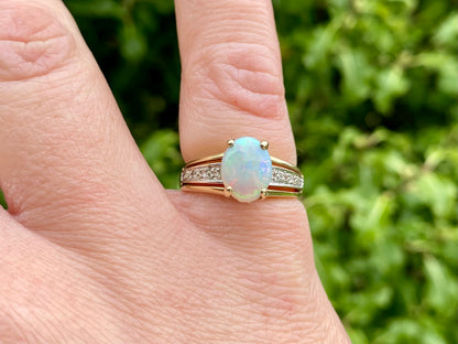 9ct Gold Opal & Diamond Ring