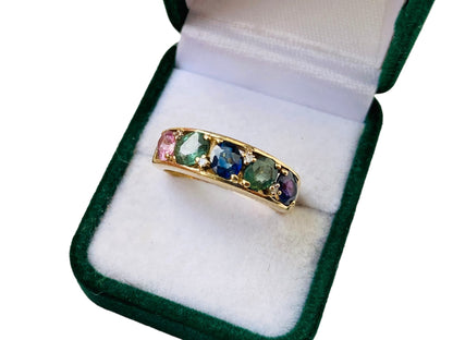 9ct Gold Multi Sapphire & Diamond Ring