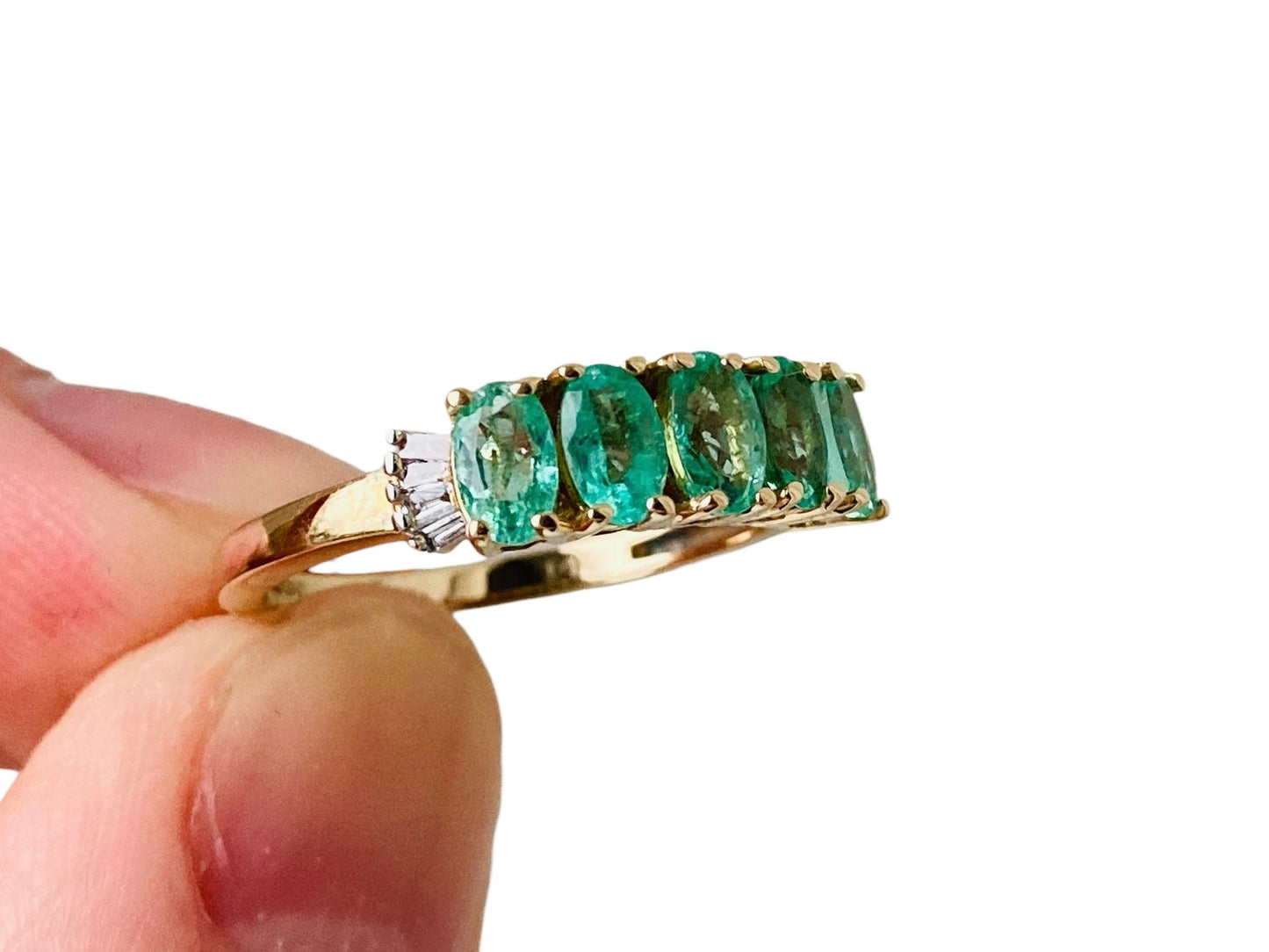 14ct Gold Emerald & Diamond Ring