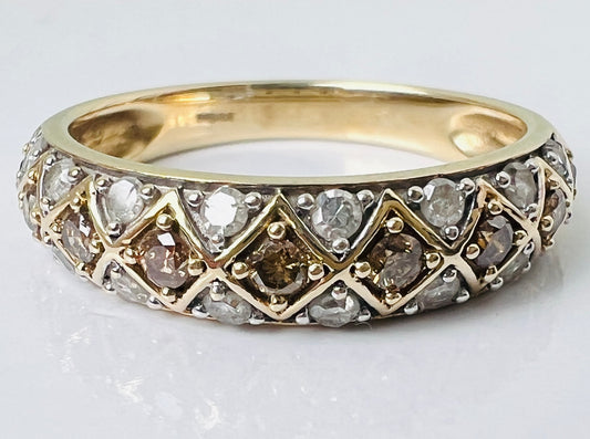 9ct Gold Champagne & White Diamond Ring