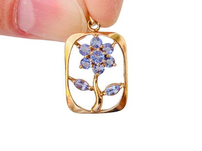 9ct Gold Tanzanite Flower Pendant