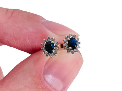 9ct Gold Sapphire & Diamond Earrings