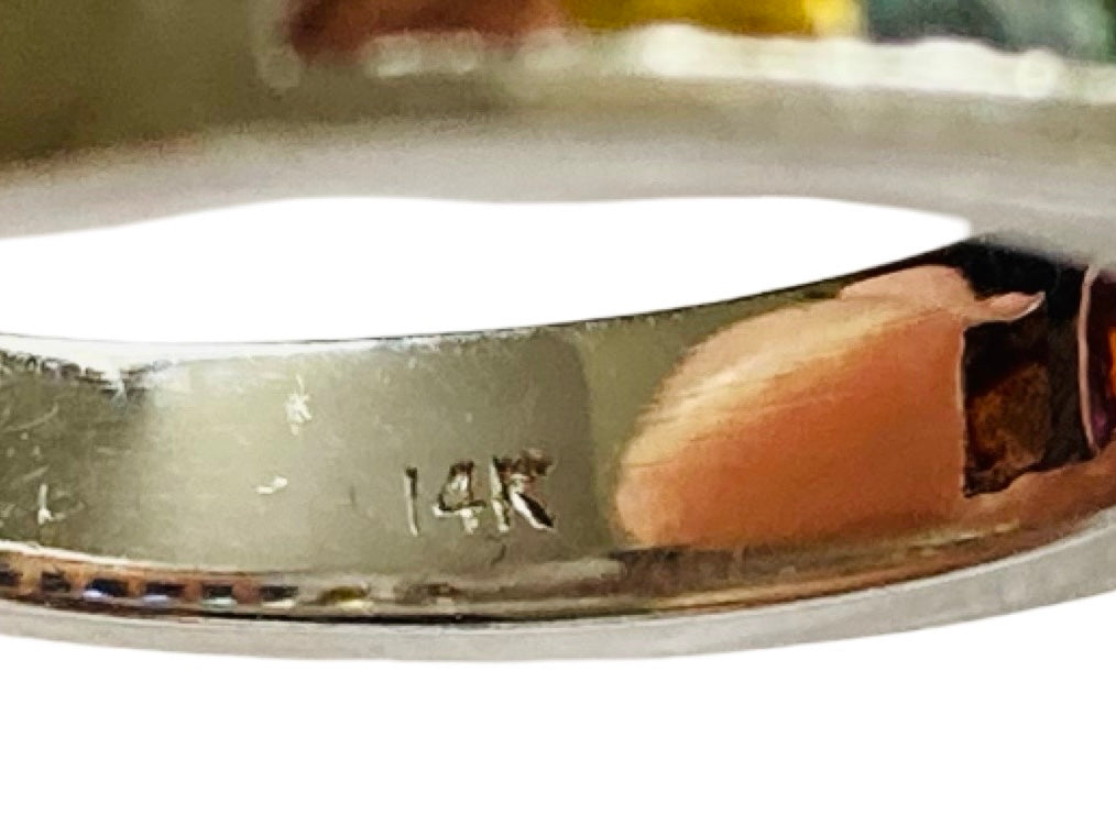 14ct Gold Rainbow Sapphire Ring