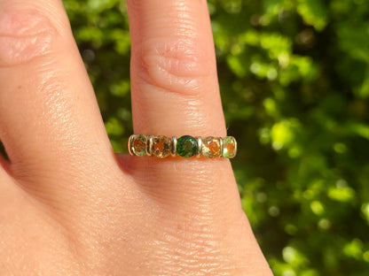 9ct Gold Peridot, Citrine & Diopside Ring