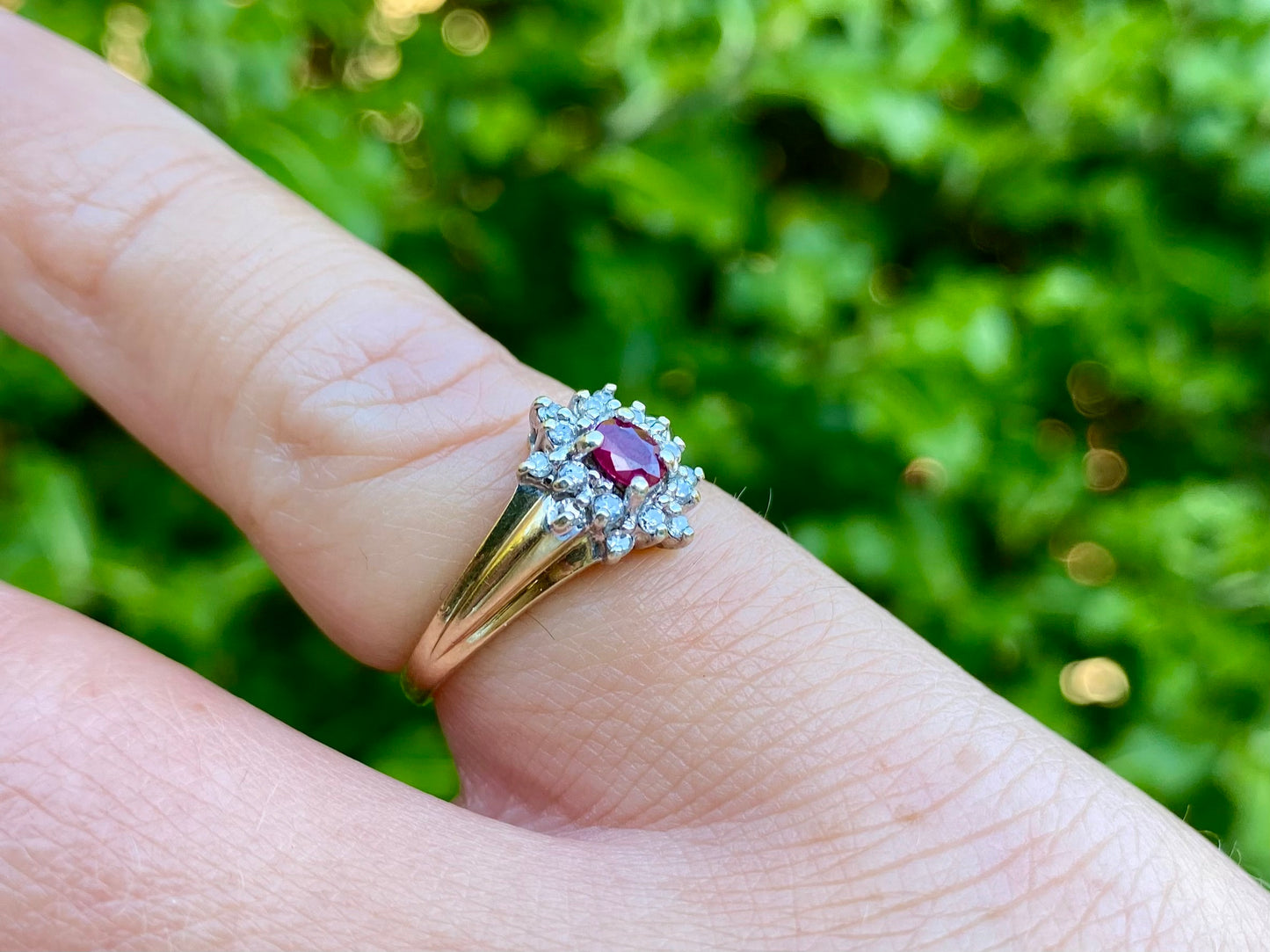 Vintage 9ct Gold Ruby & Diamond Ring