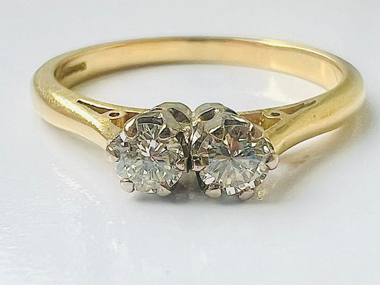 Vintage 18ct Gold Toi Et Moi Diamond Ring