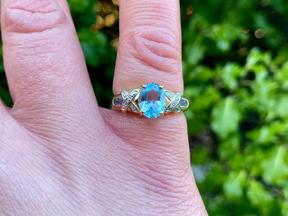 9ct Gold Topaz & Diamond Ring