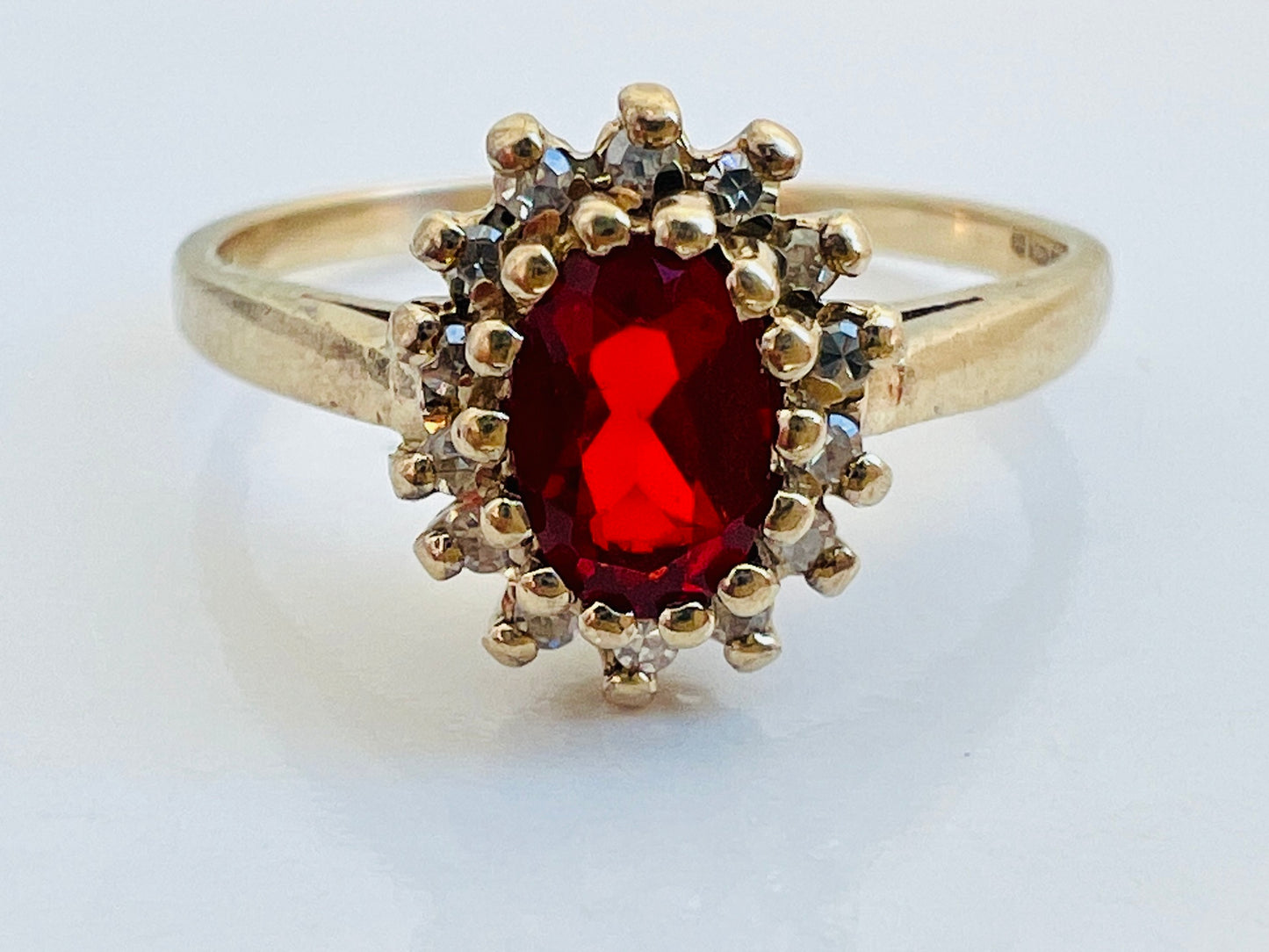 9ct Gold Rubelite Tourmaline & Diamond Ring
