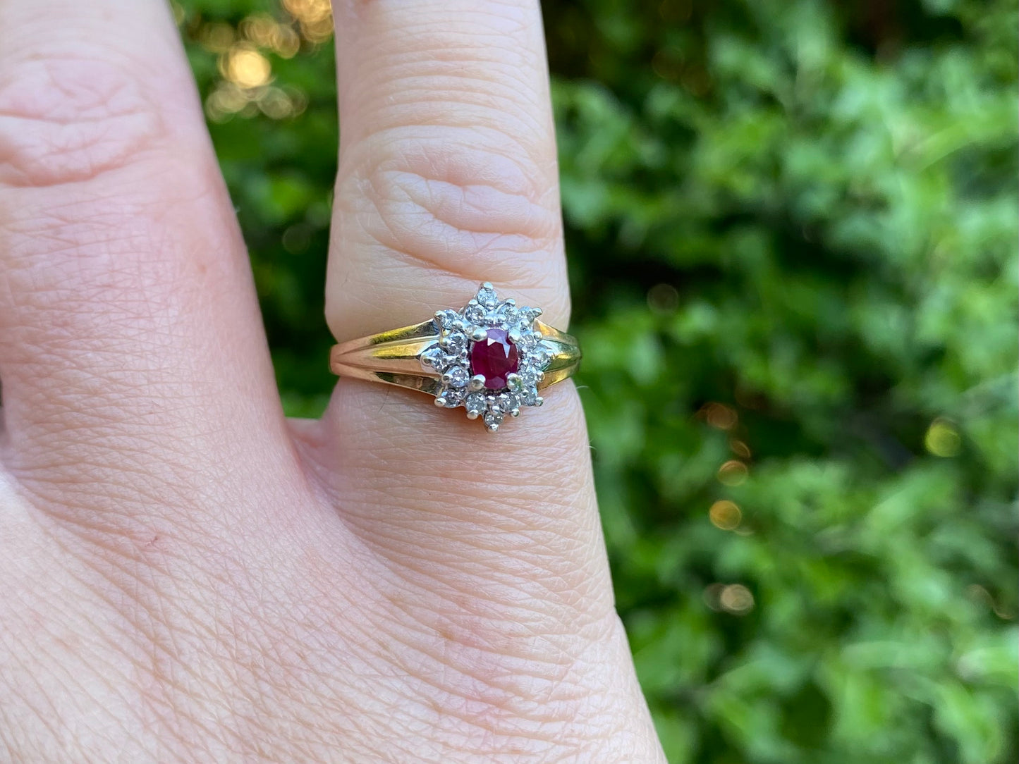 Vintage 9ct Gold Ruby & Diamond Ring