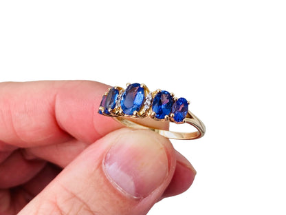 9ct Gold Tanzanite & White Sapphire Ring