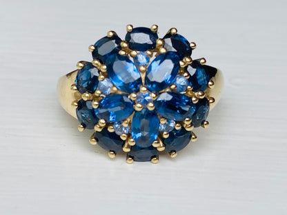 9ct Gold Sapphire & Blue Topaz Cluster Ring