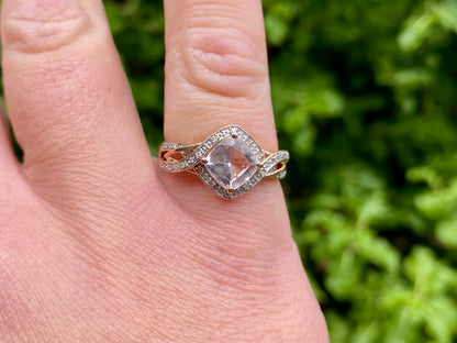 9ct Gold Morganite & Diamond Ring