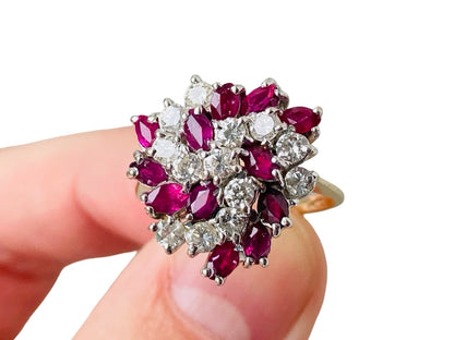 Vintage 9ct Gold Ruby & Diamond Ring
