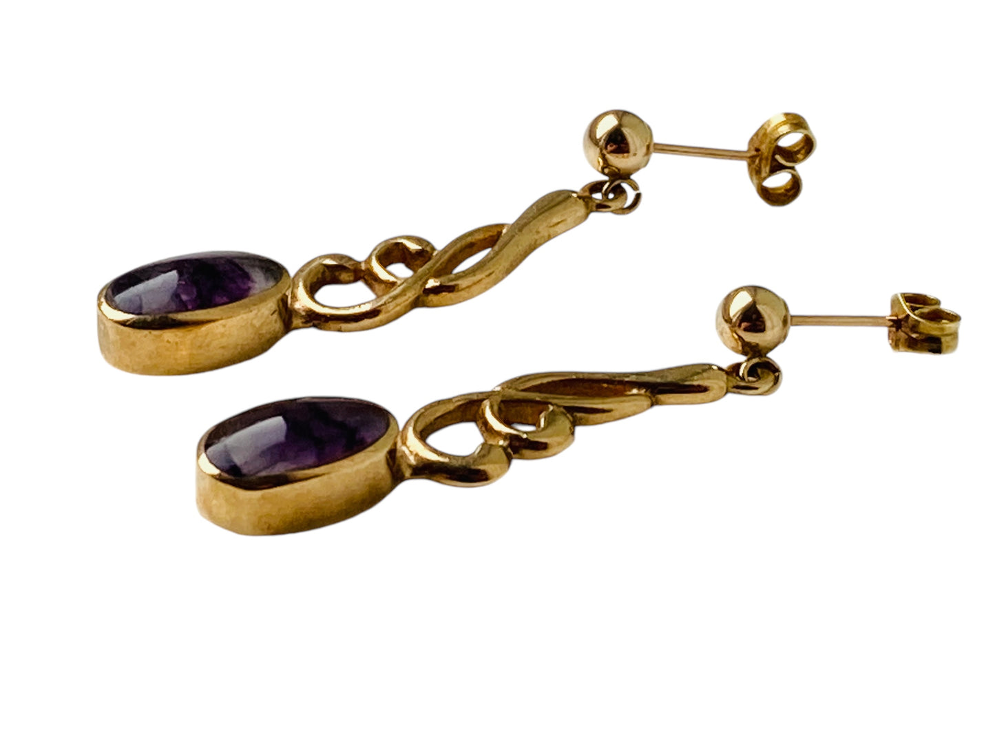 9ct Gold Blue John Earrings