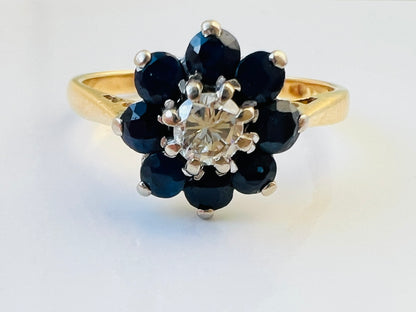 Vintage 18ct Gold Sapphire & Diamond Ring