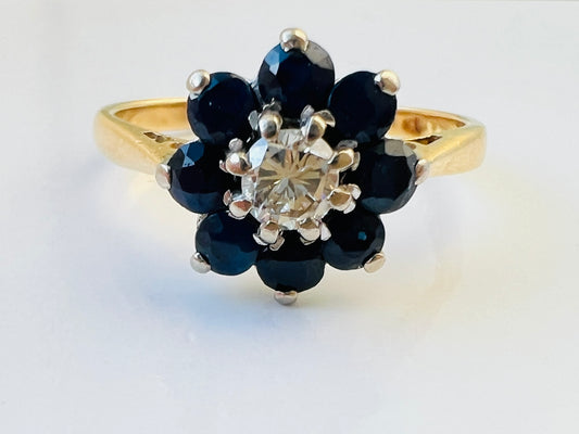 Vintage 18ct Gold Sapphire & Diamond Ring