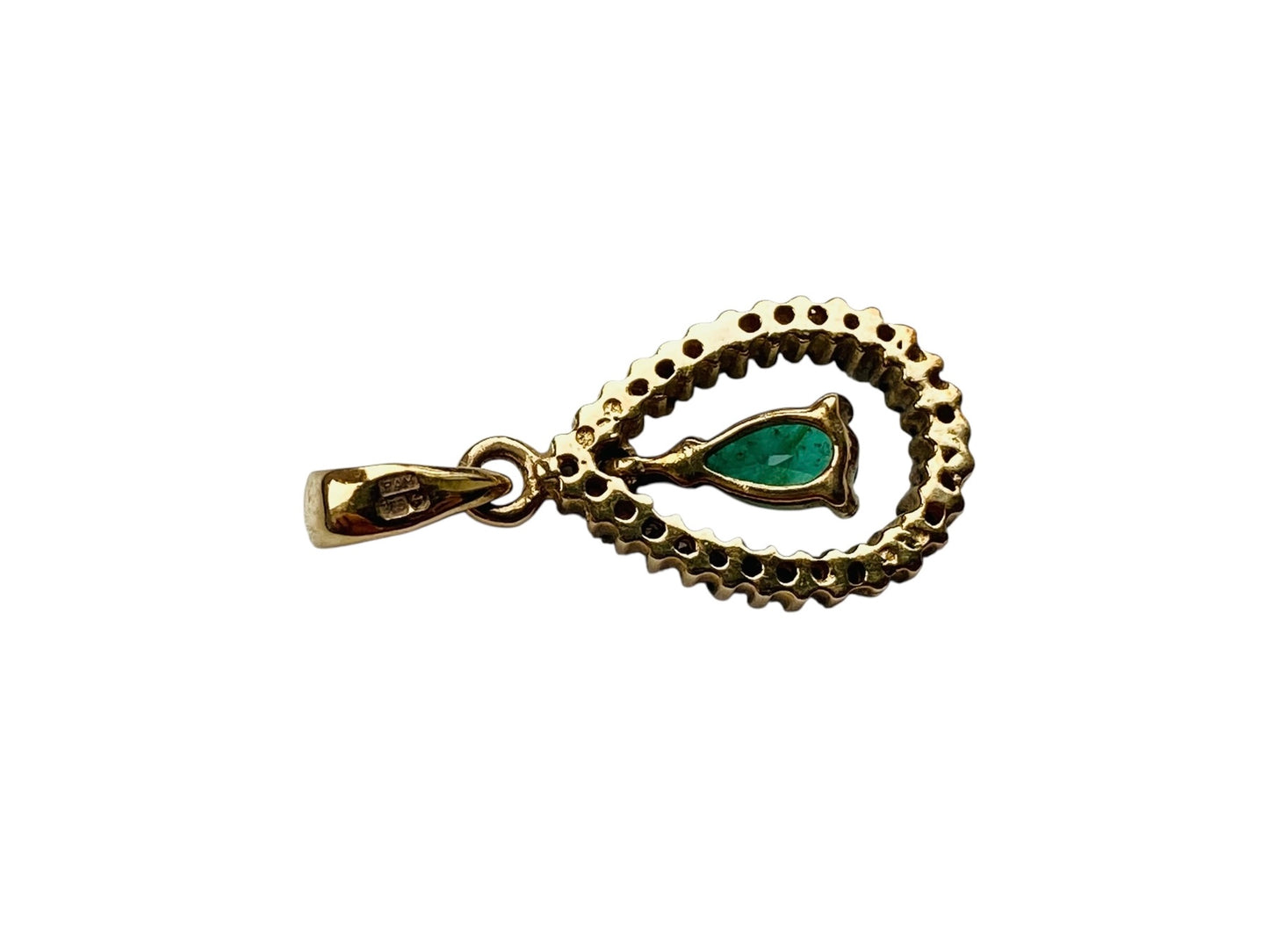 9ct Gold Emerald & Diamond Pendant