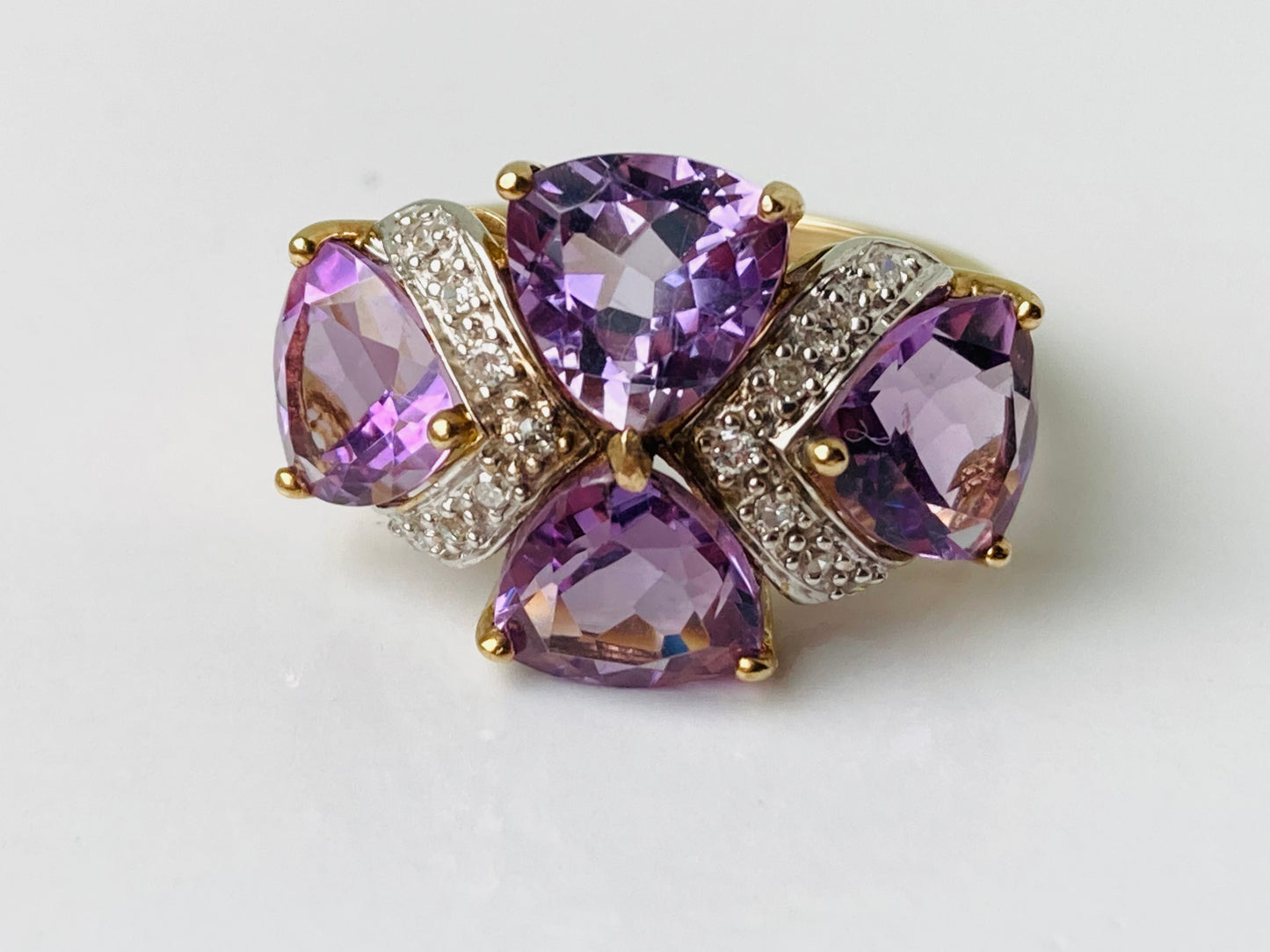 9ct Gold Amethyst & Diamond Ring