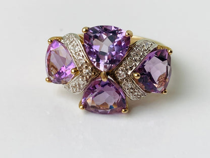 9ct Gold Amethyst & Diamond Ring
