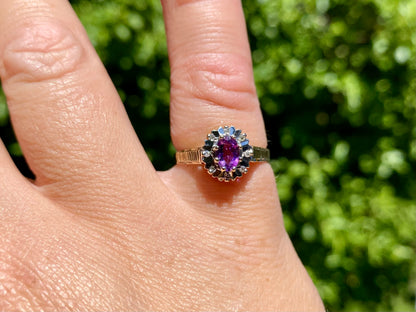 9ct Gold Amethyst & Diamond Ring