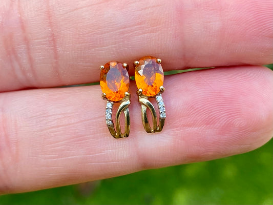 9ct Gold Citrine & Diamond Earrings