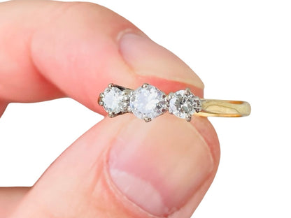 Vintage 18ct Gold Three-Stone Diamond Ring