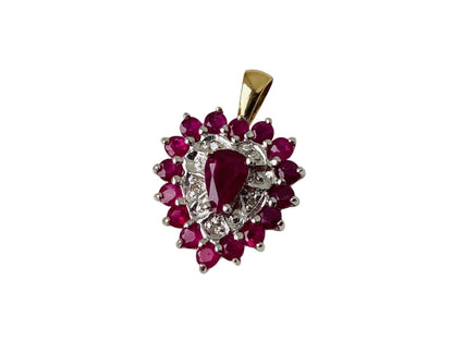 9ct Gold Ruby & Diamond Heart Pendant