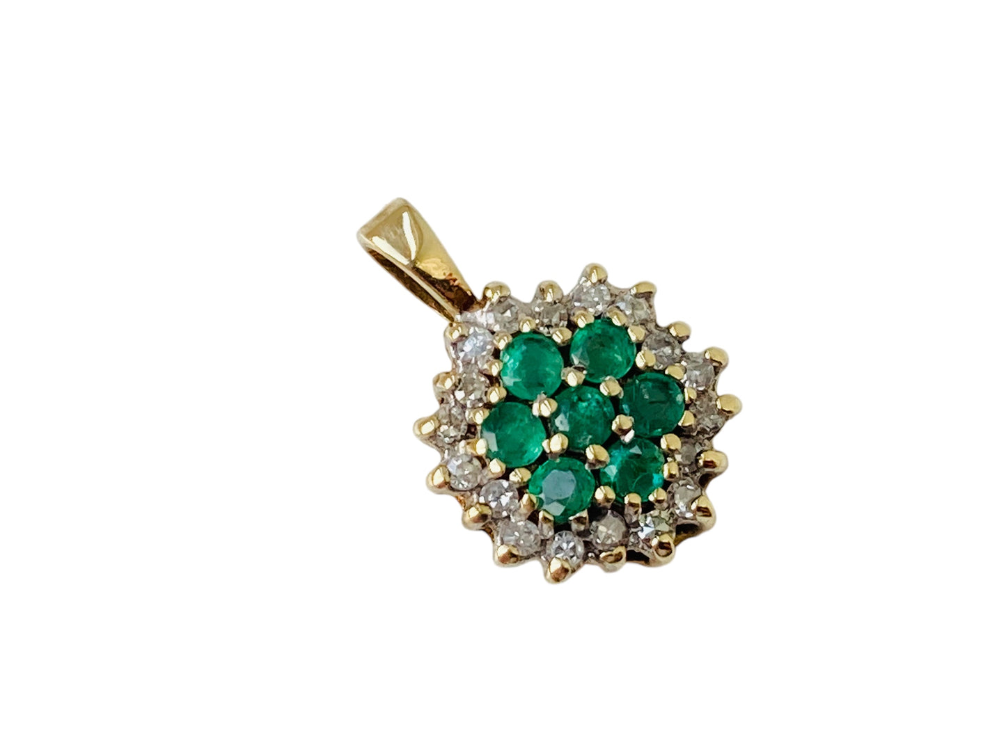 9ct Gold Emerald & Diamond Pendant