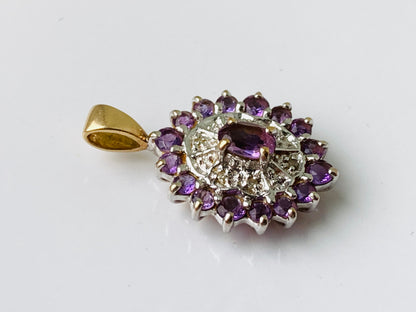 Vintage 9ct Gold Amethyst & Diamond Pendant