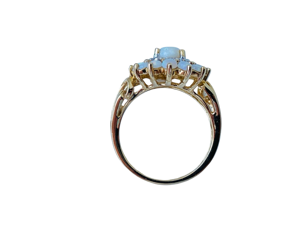 9ct Gold Opal & Diamond Ring