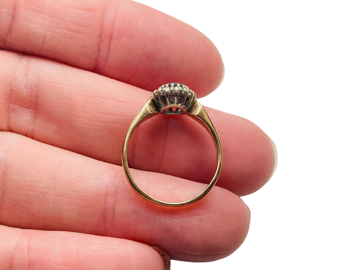 Vintage 9ct Gold Topaz & Diamond Ring