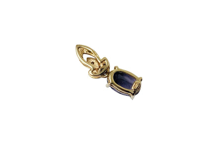 9ct Gold Iolite & Diamond Pendant