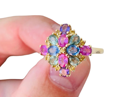 9ct Gold Multi-Coloured Sapphire Ring