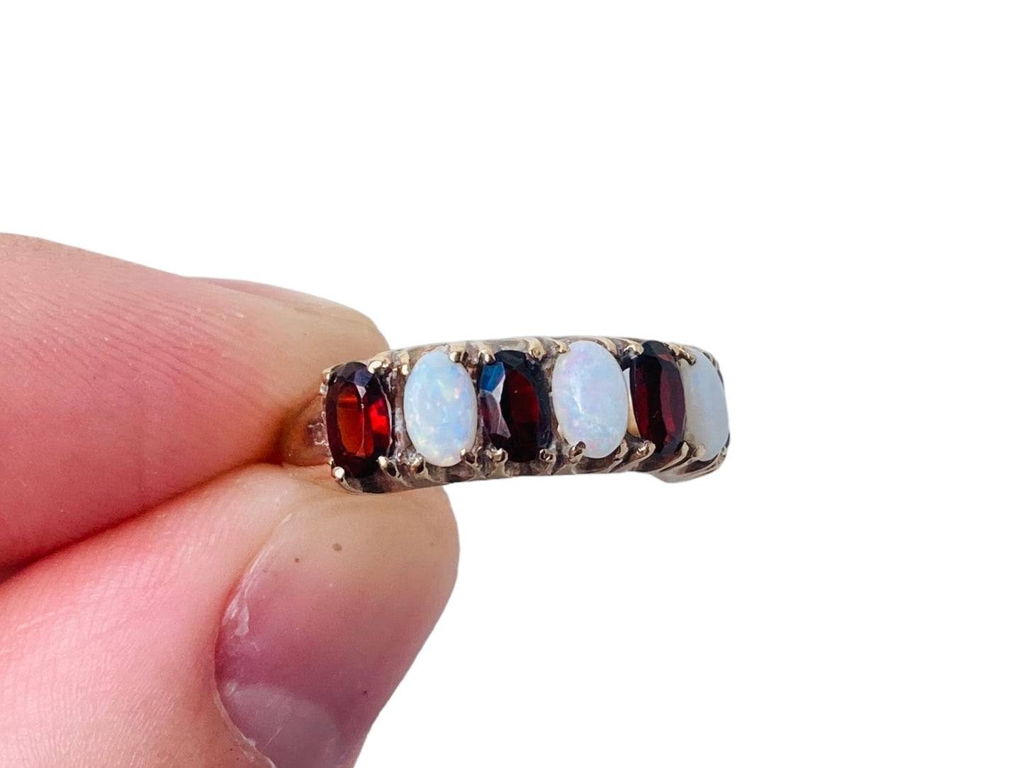 Vintage 9ct Gold Opal & Garnet Ring