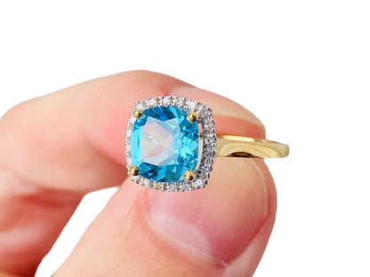 9ct Gold Topaz & Diamond Ring