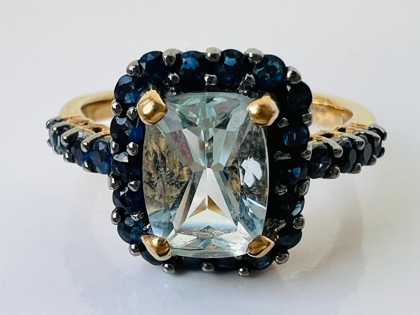 9ct Gold Aquamarine & Sapphire Ring