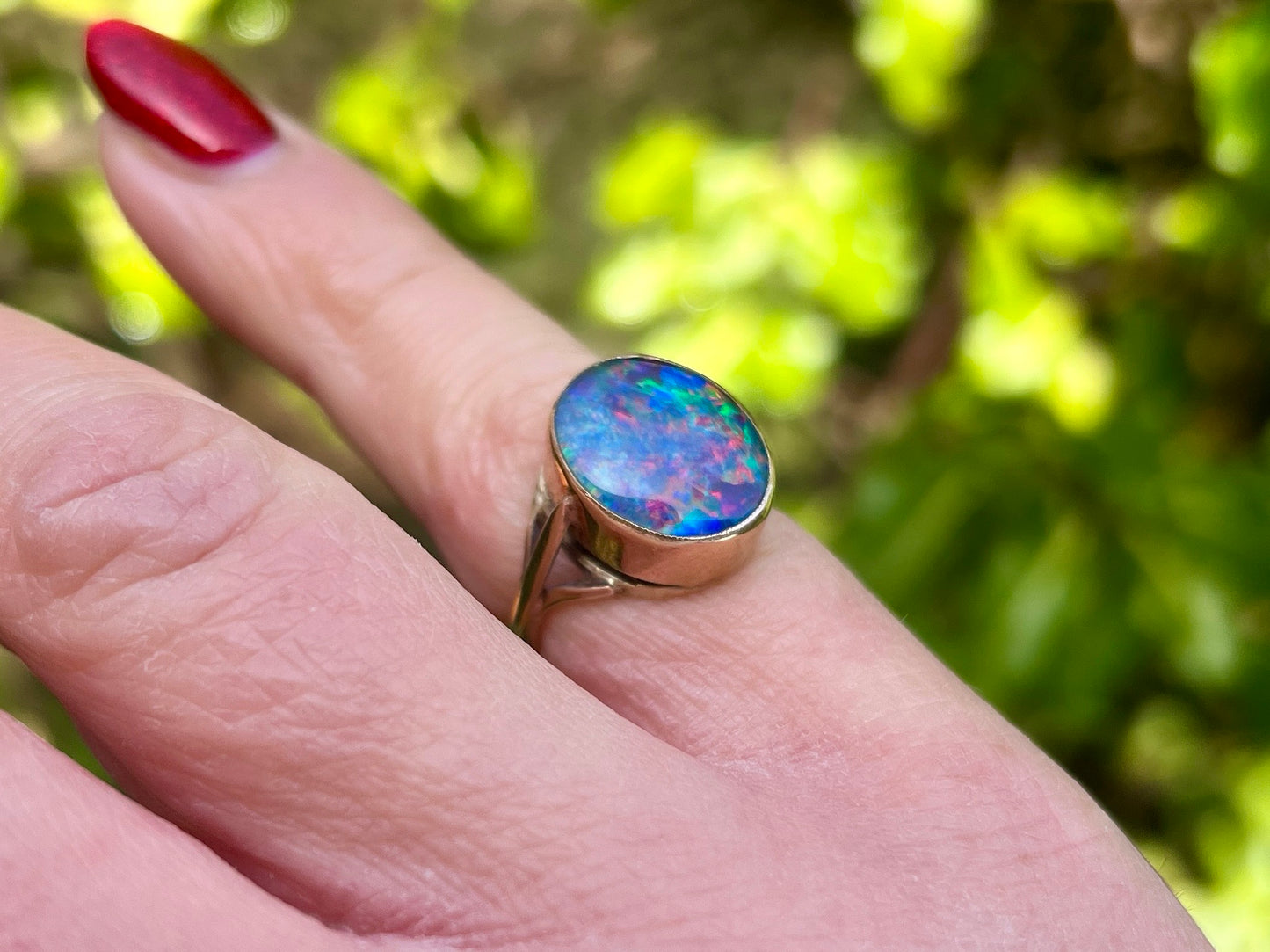 Vintage 9ct Gold Opal Triplet Ring