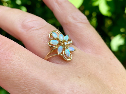 9ct Gold Opal & Diamond Ring