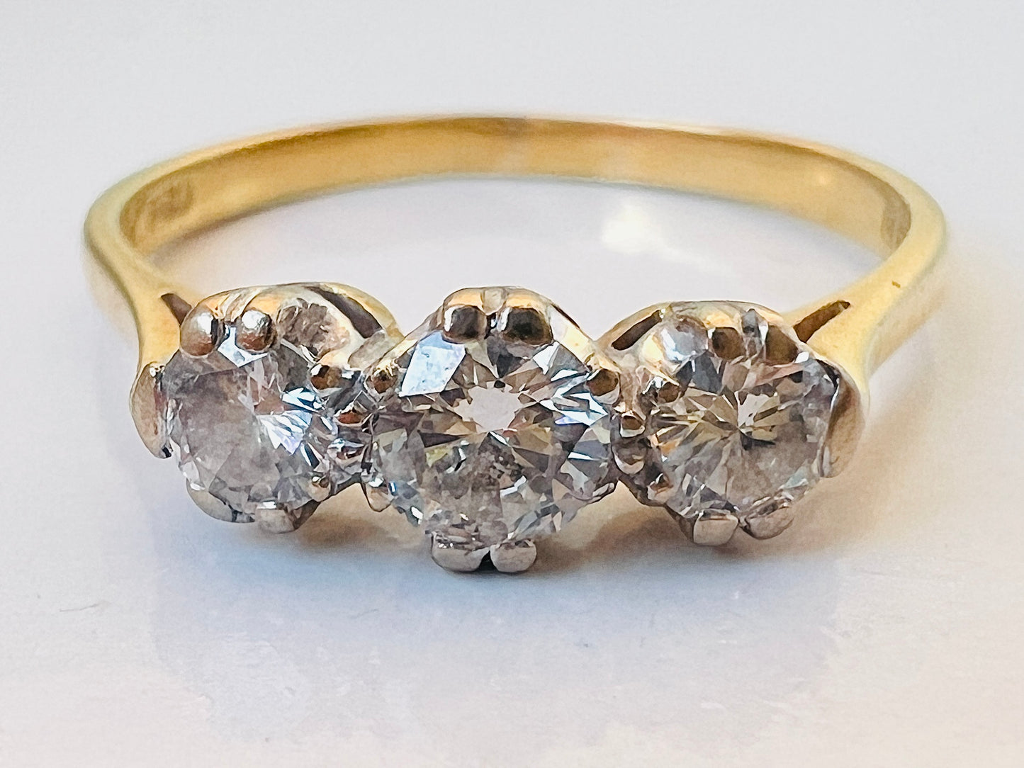 Vintage 18ct Gold Three-Stone Diamond Ring