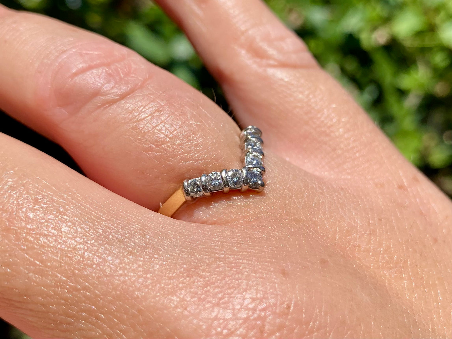 18ct Gold Diamond Wishbone/Chevron Ring