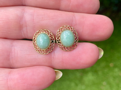 9ct Gold Jade Stud Earrings