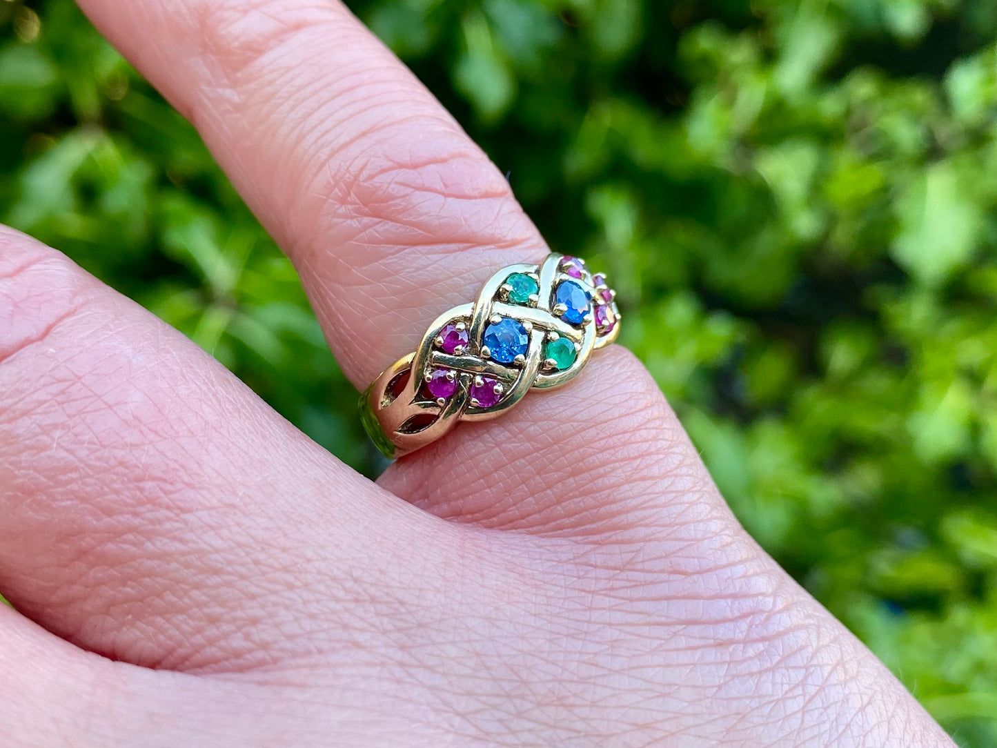 9ct Gold Ruby, Emerald & Sapphire Ring
