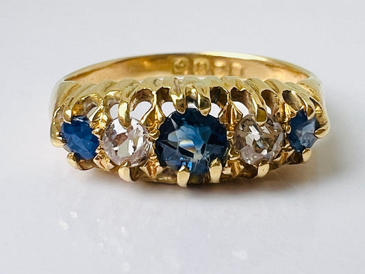 Antique 18ct Gold Sapphire & Diamond Ring
