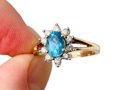 9ct Gold Topaz & Diamond Ring