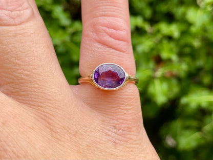 Antique 9ct Gold & Platinum Amethyst Ring