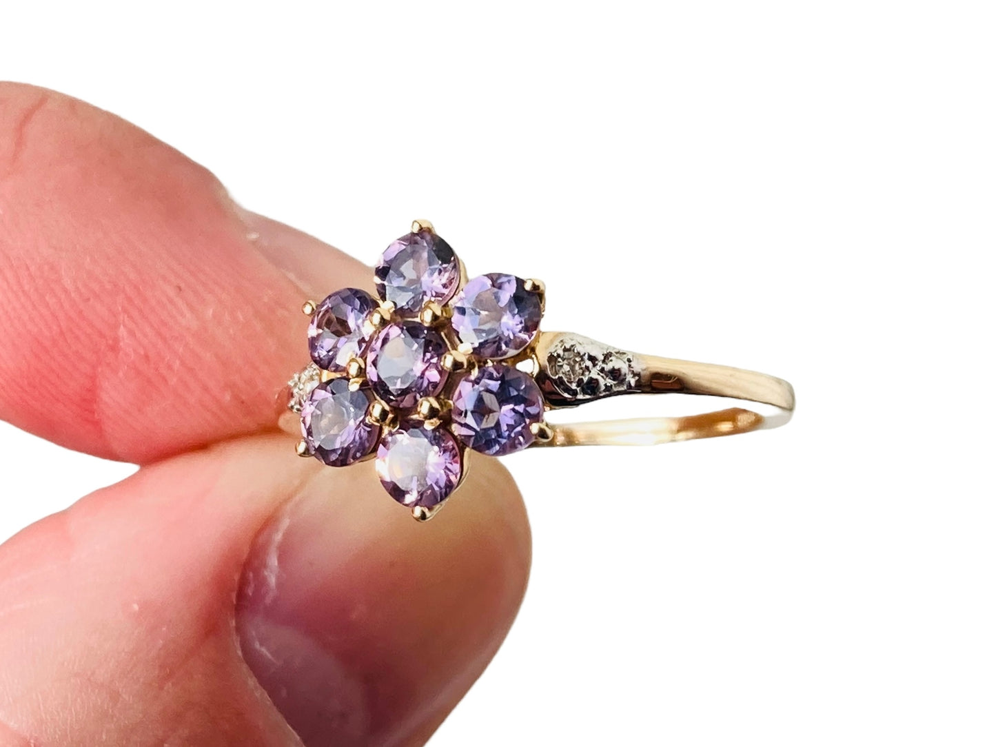 9ct Gold Spinel & Diamond Ring