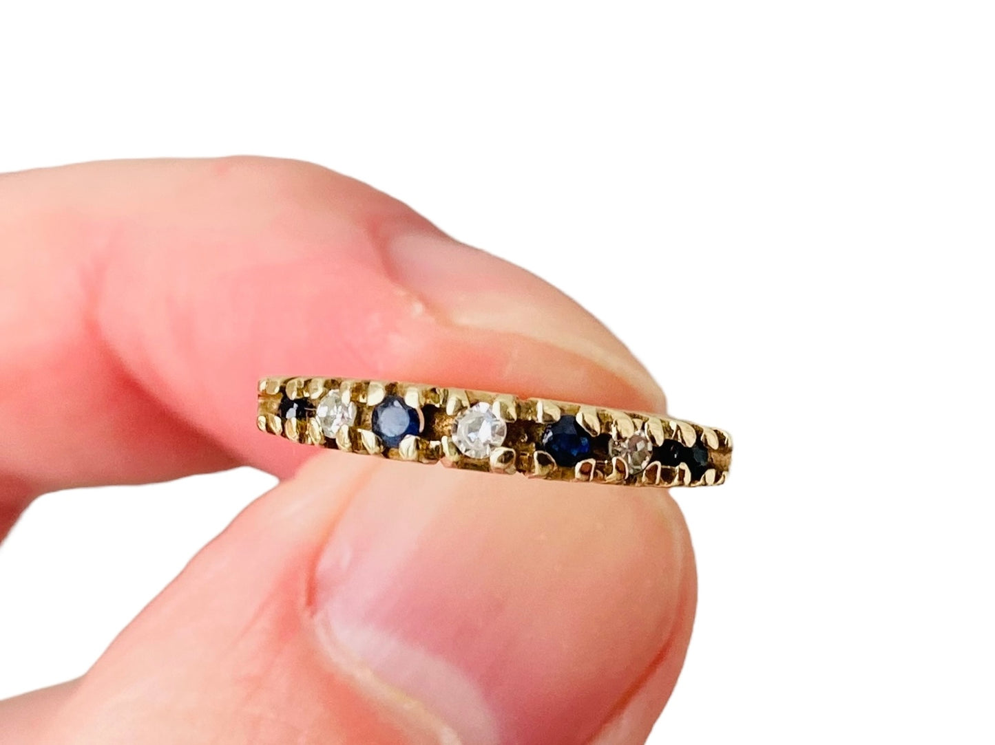 Vintage 9ct Gold Sapphire & Diamond Ring