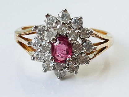 Vintage 9ct Gold Ruby & Diamond Ring