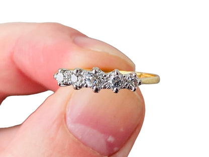 Vintage 18ct Gold Five-Stone Diamond Ring