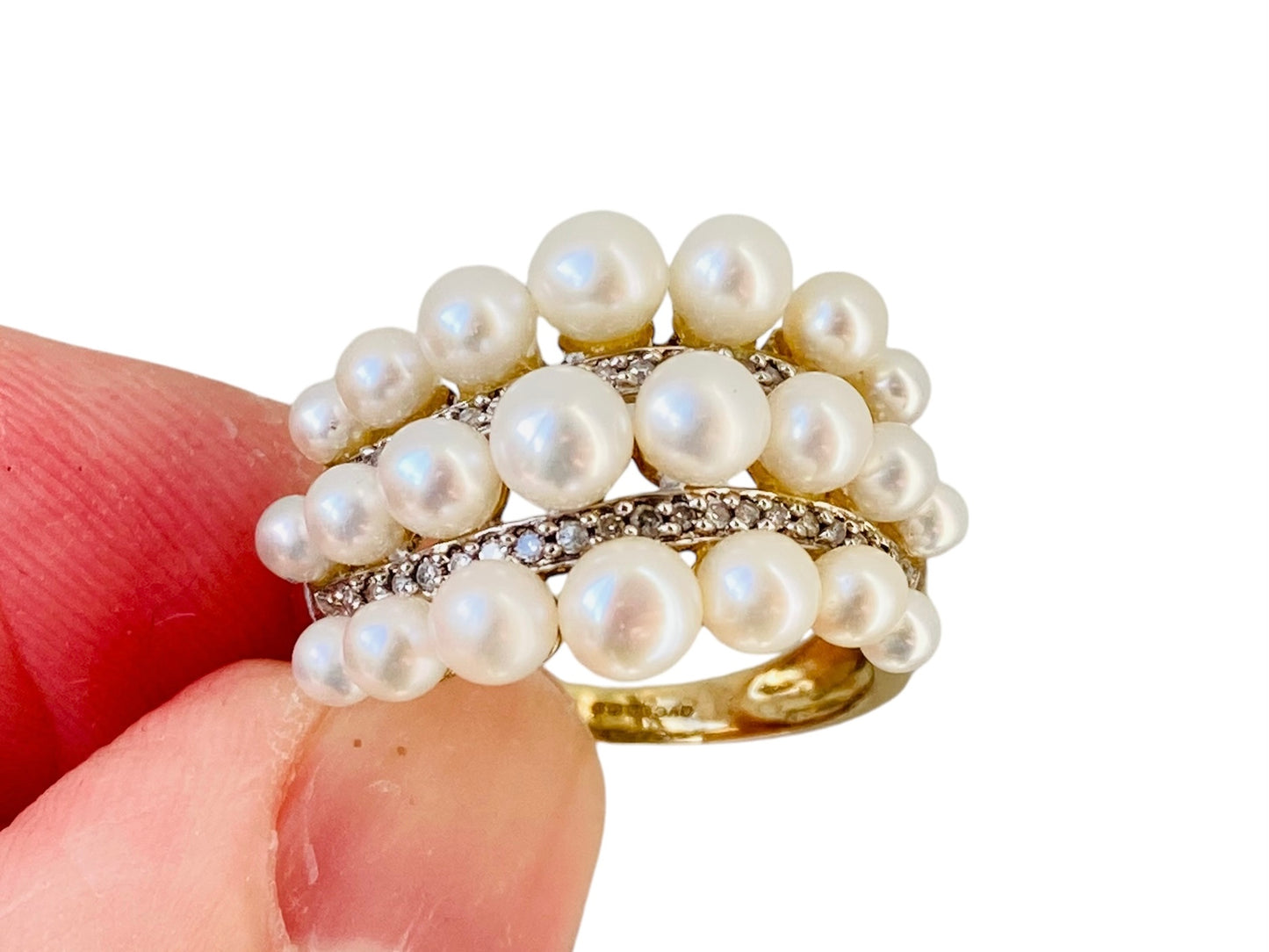 9ct Gold Pearl & Diamond Ring